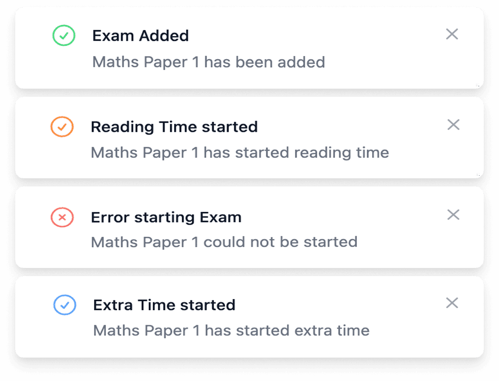 Exam notifications and updates