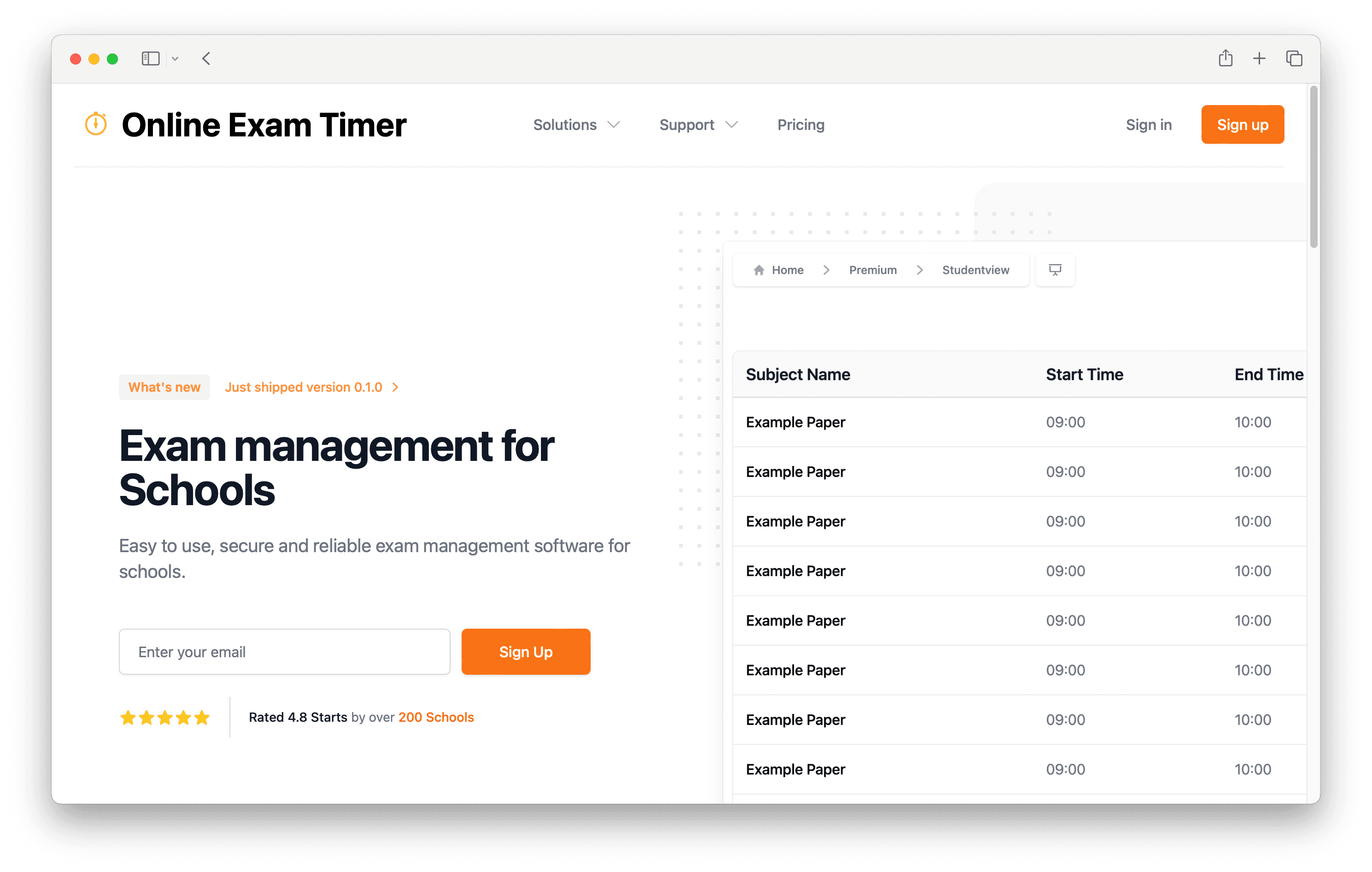 Live exam session with accessibility timing